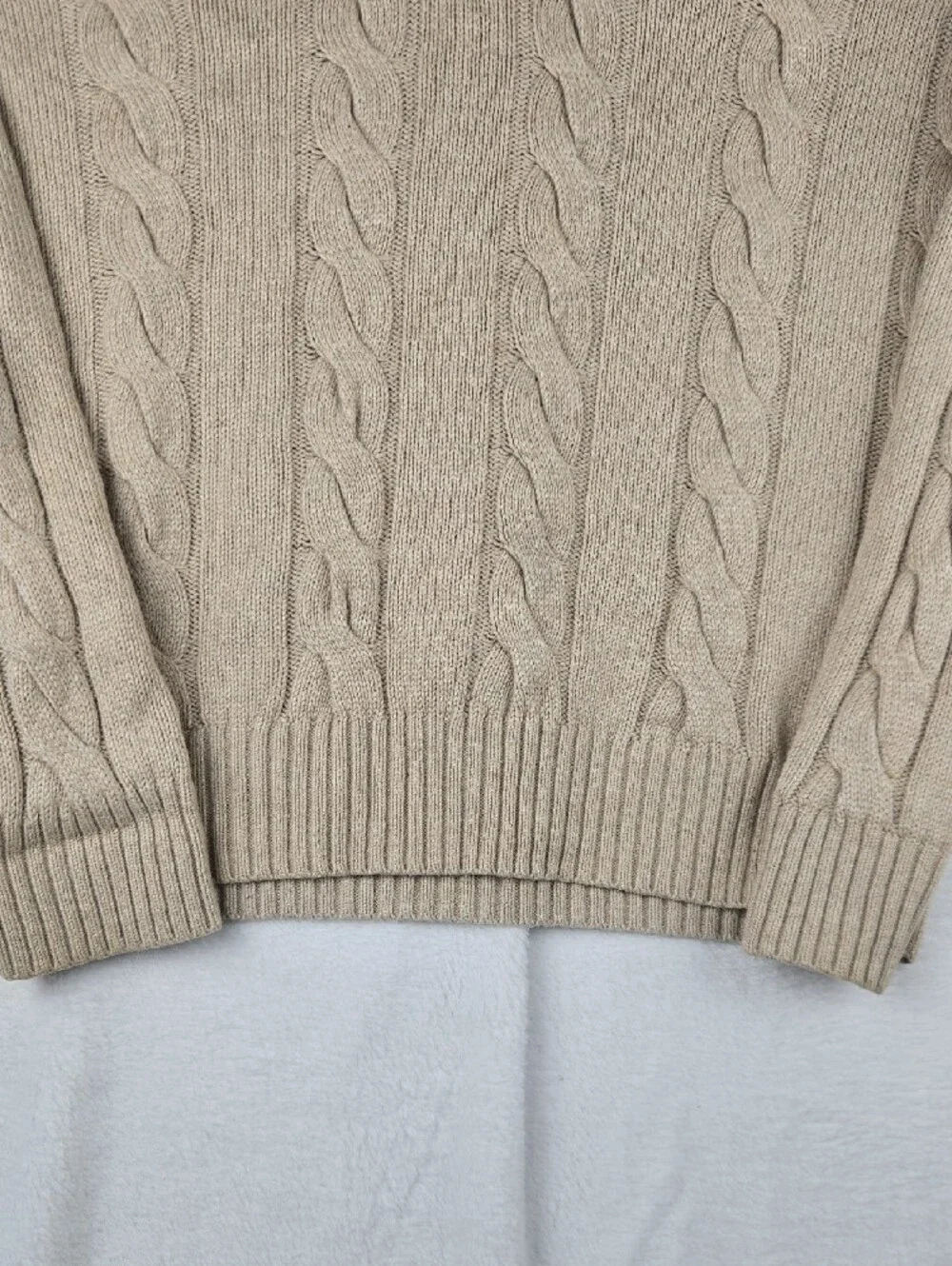 Vintage Polo Ralph Lauren Silk Cashmere Cable Knit Fisherman's Sweater Button
